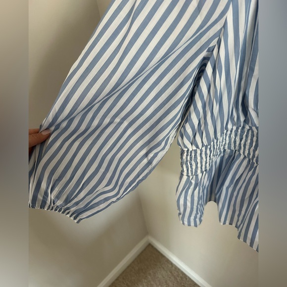 NWT J.Crew V-neck smocked-waist top in stripe cotton lawn size 2X - Picture 7 of 9